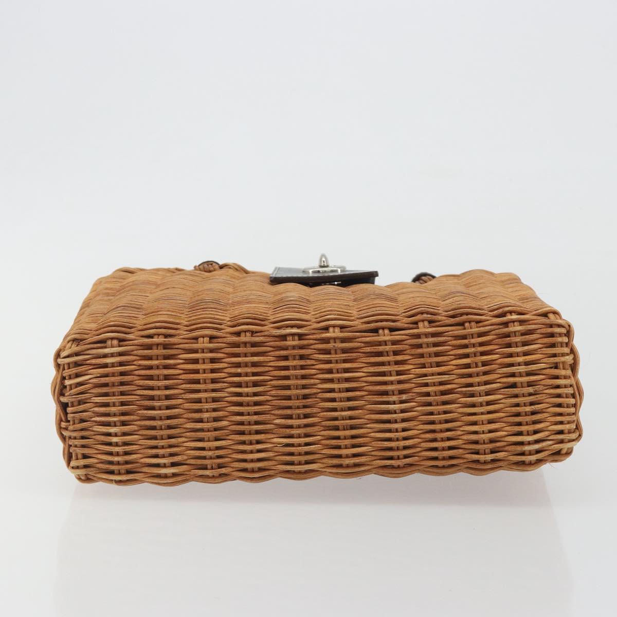 BURBERRY Hand Bag Rattan Brown Silver