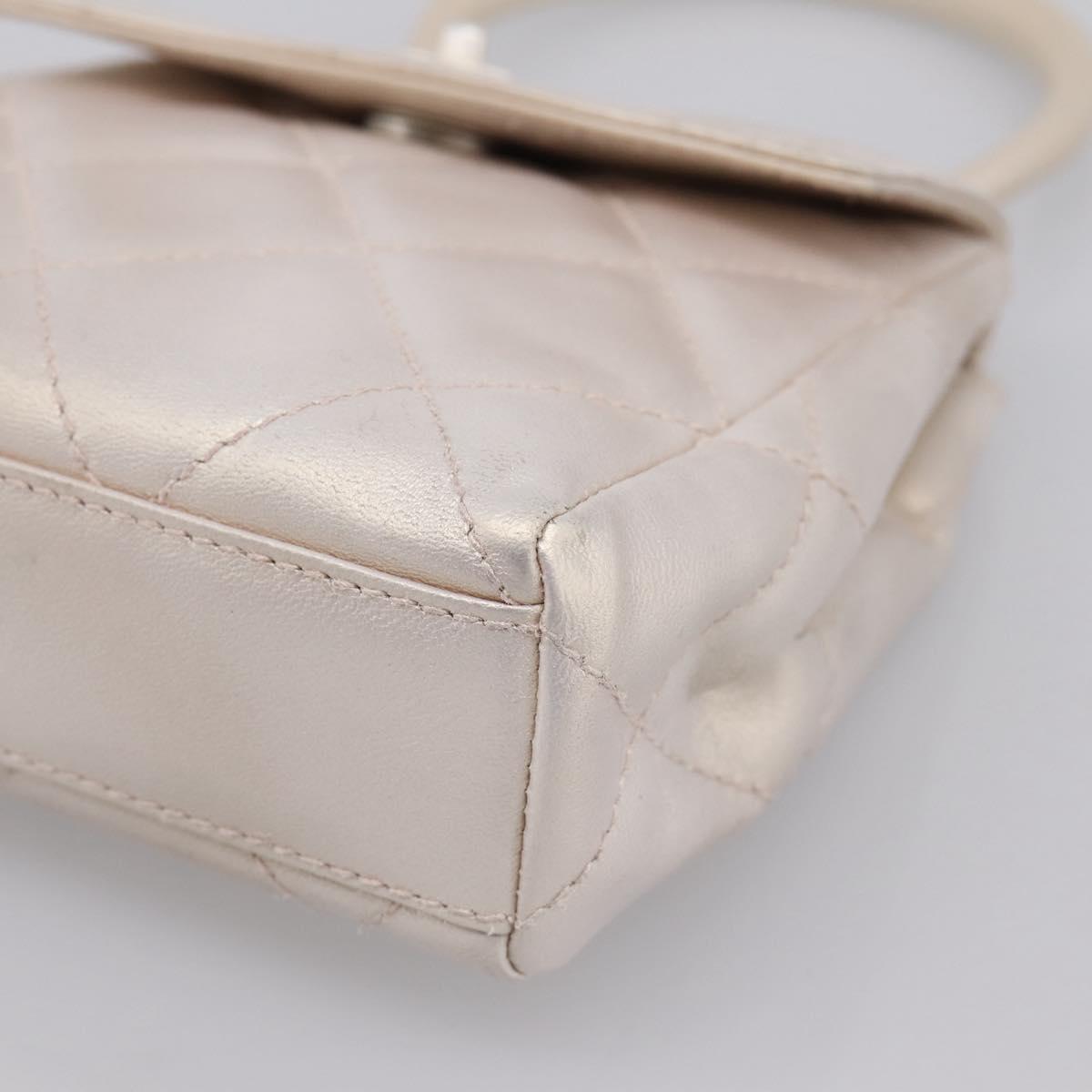 CHANEL Matelasse Hand Bag Leather White CC