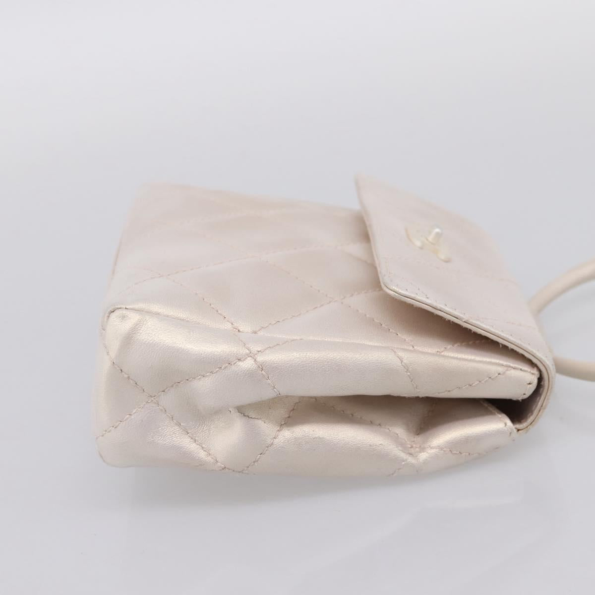 CHANEL Matelasse Hand Bag Leather White CC