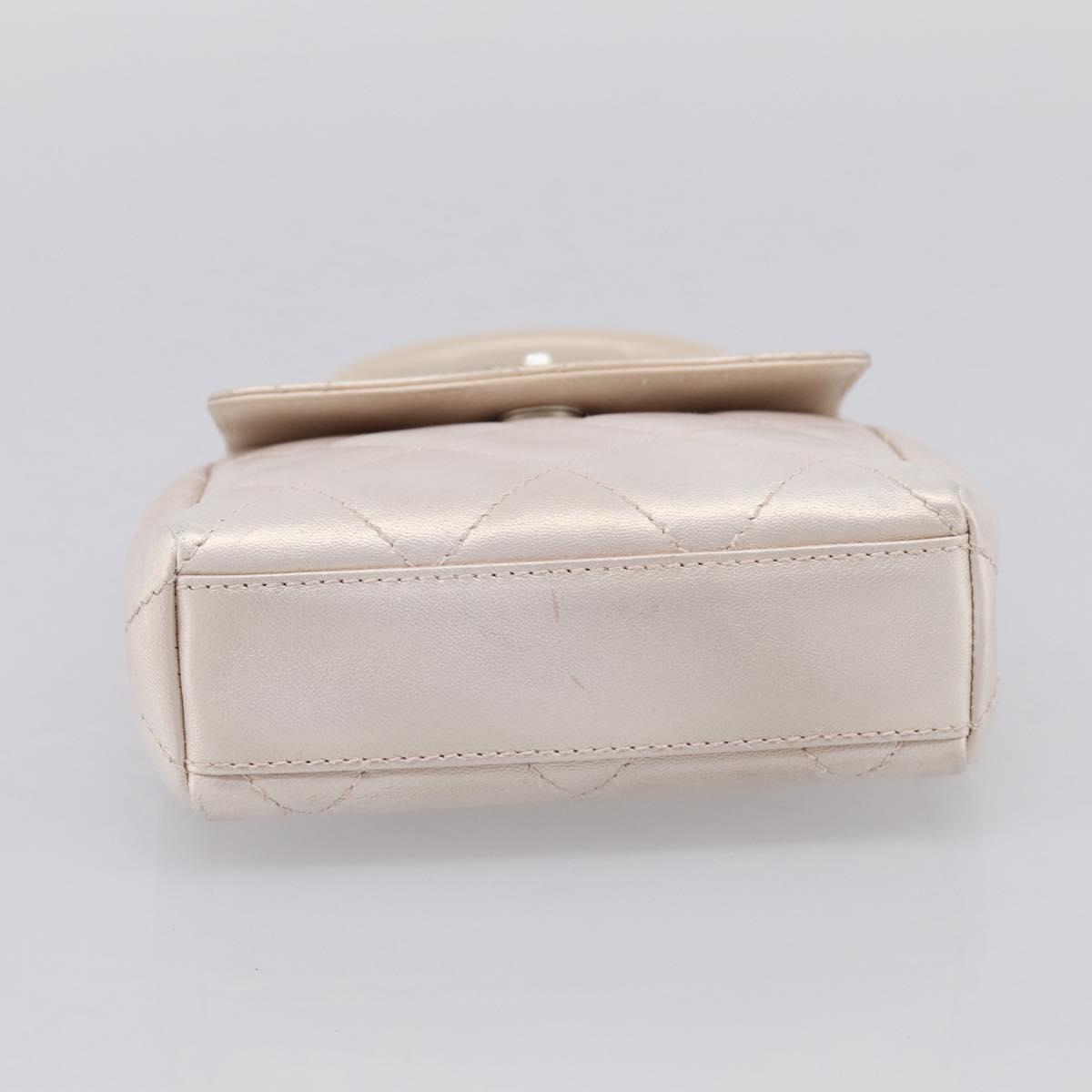 CHANEL Matelasse Hand Bag Leather White CC