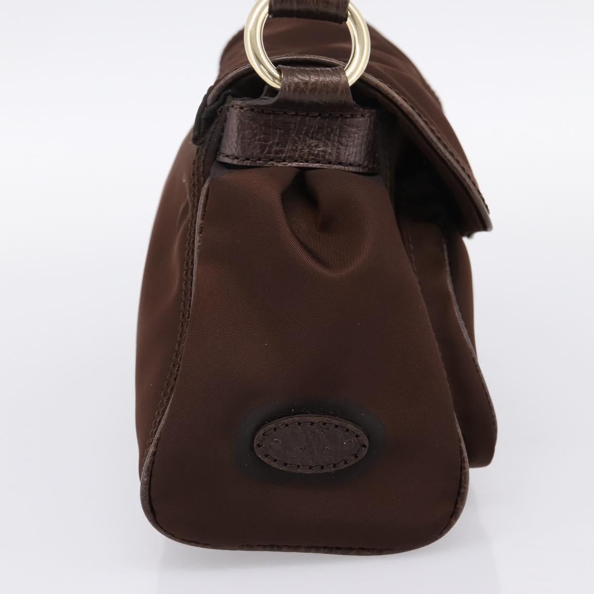 CELINE Hand Bag Nylon Brown Gold