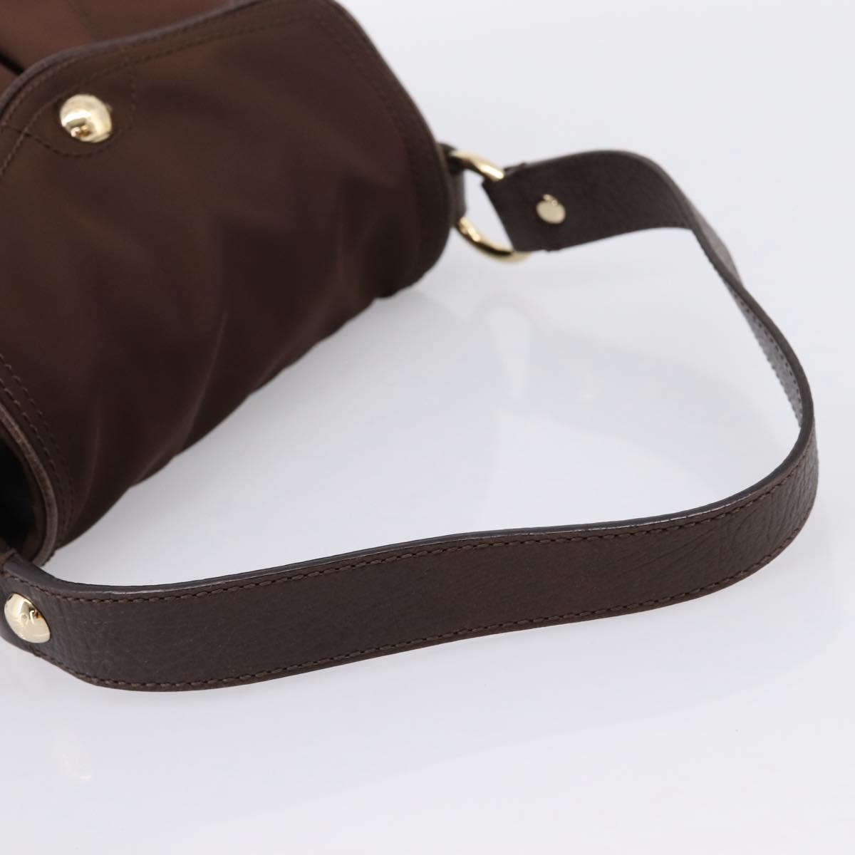 CELINE Hand Bag Nylon Brown Gold