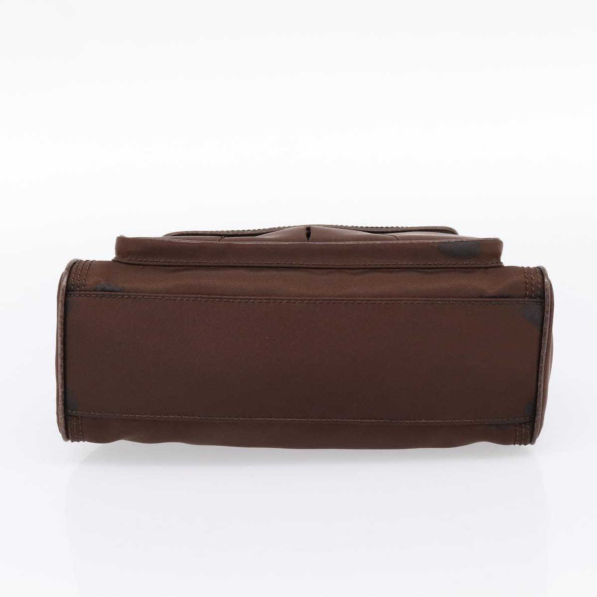 CELINE Hand Bag Nylon Brown Gold