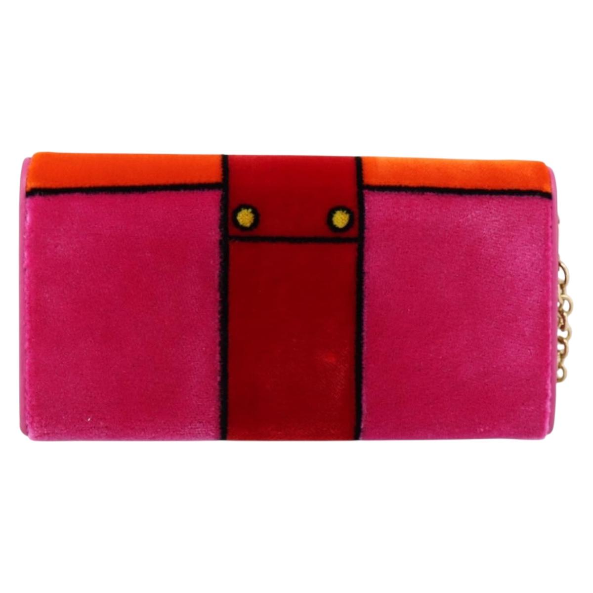 PRADA Long Wallet Velor Red Gold