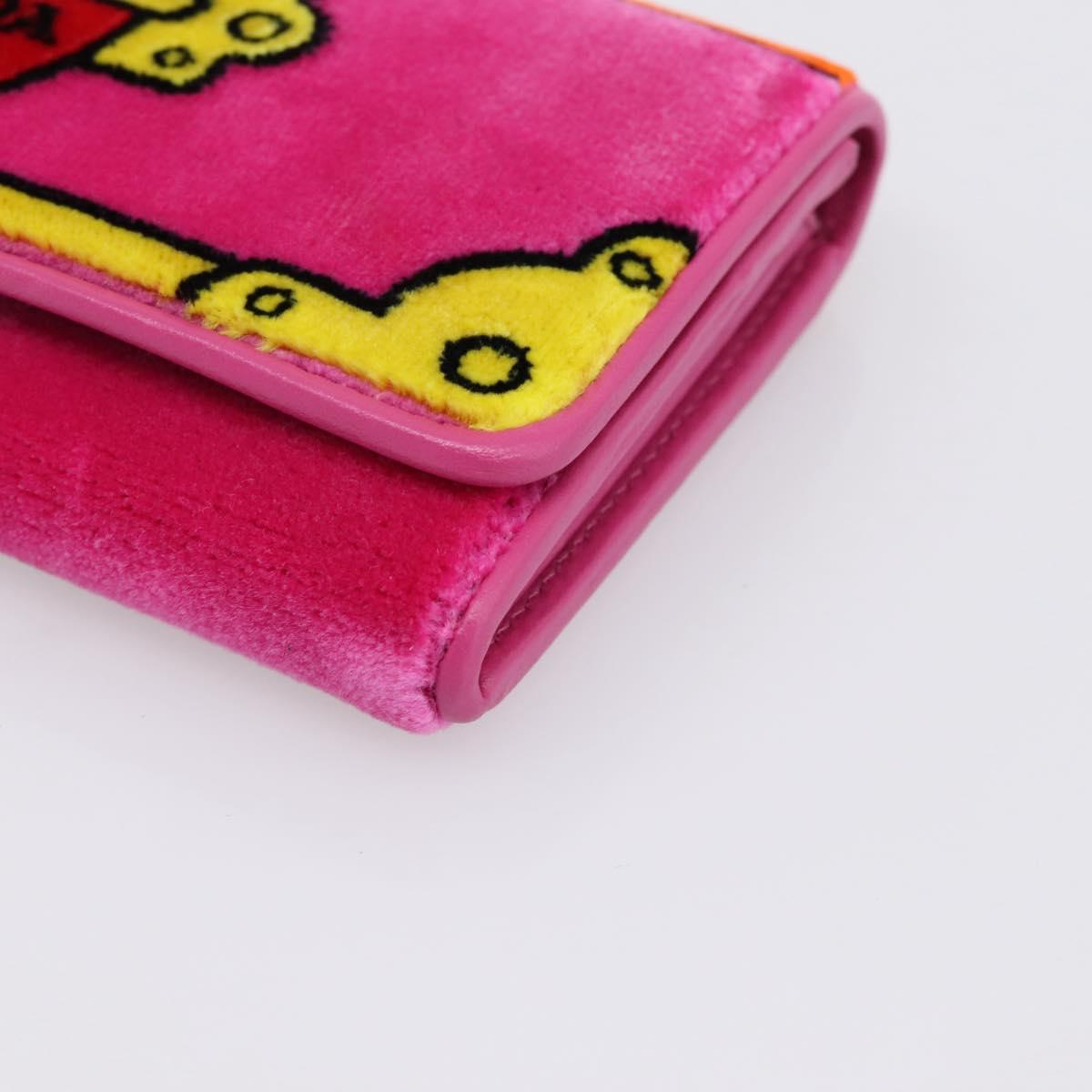 PRADA Long Wallet Velor Red Gold