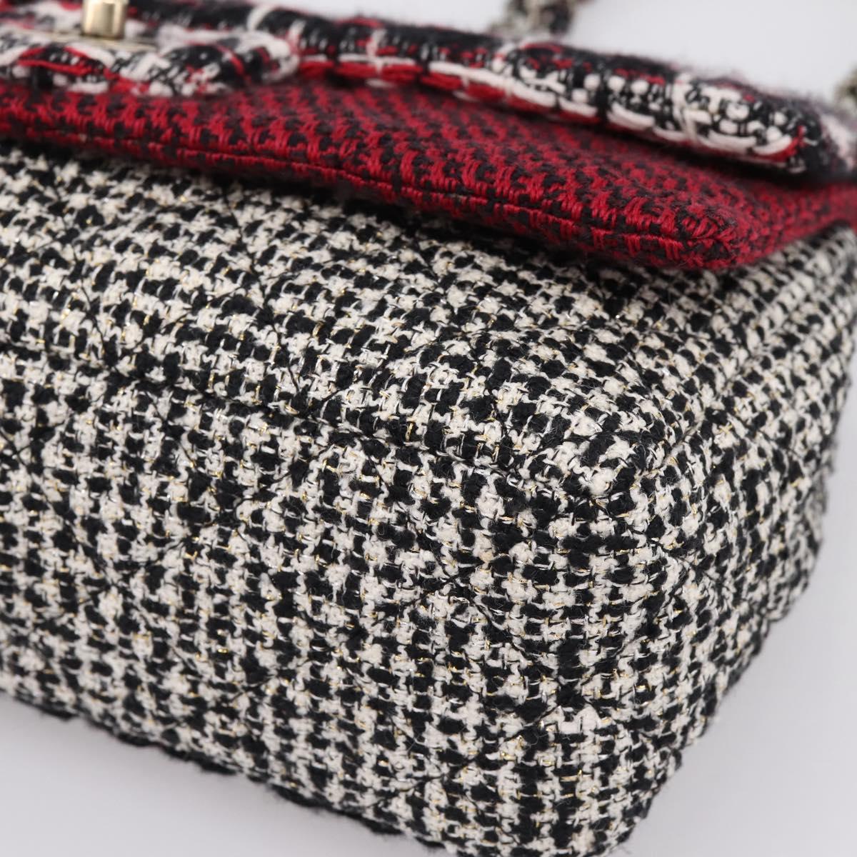 CHANEL Chain Shoulder Bag Tweed Red CC