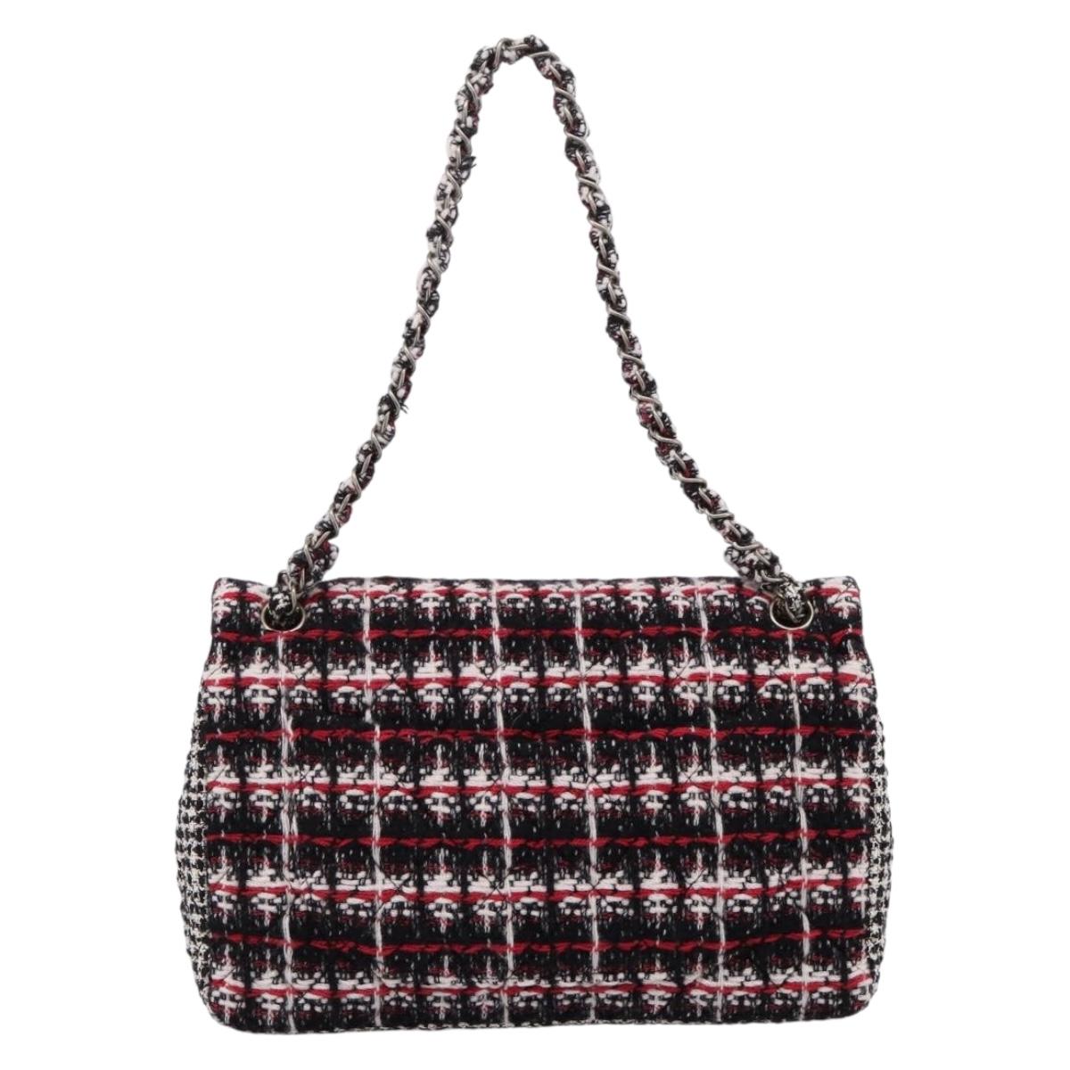 CHANEL Chain Shoulder Bag Tweed Red CC