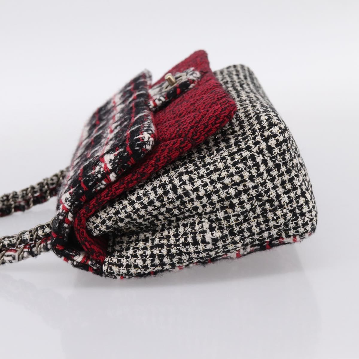 CHANEL Chain Shoulder Bag Tweed Red CC