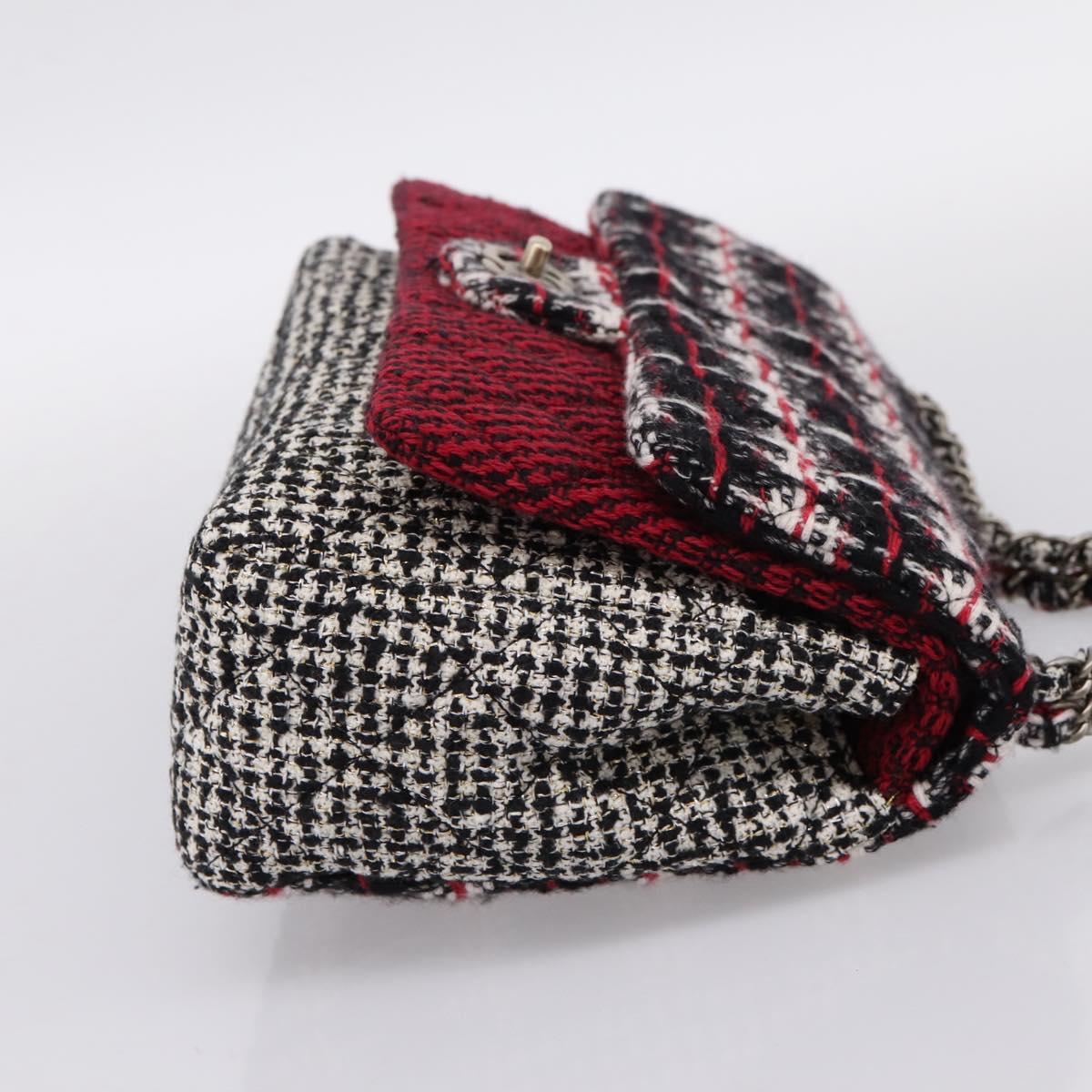 CHANEL Chain Shoulder Bag Tweed Red CC