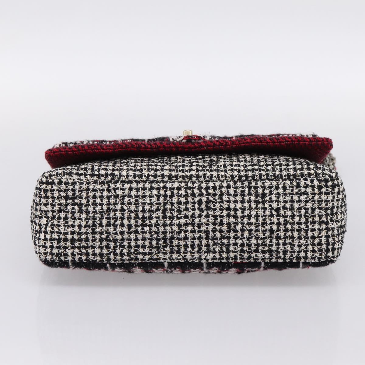 CHANEL Chain Shoulder Bag Tweed Red CC