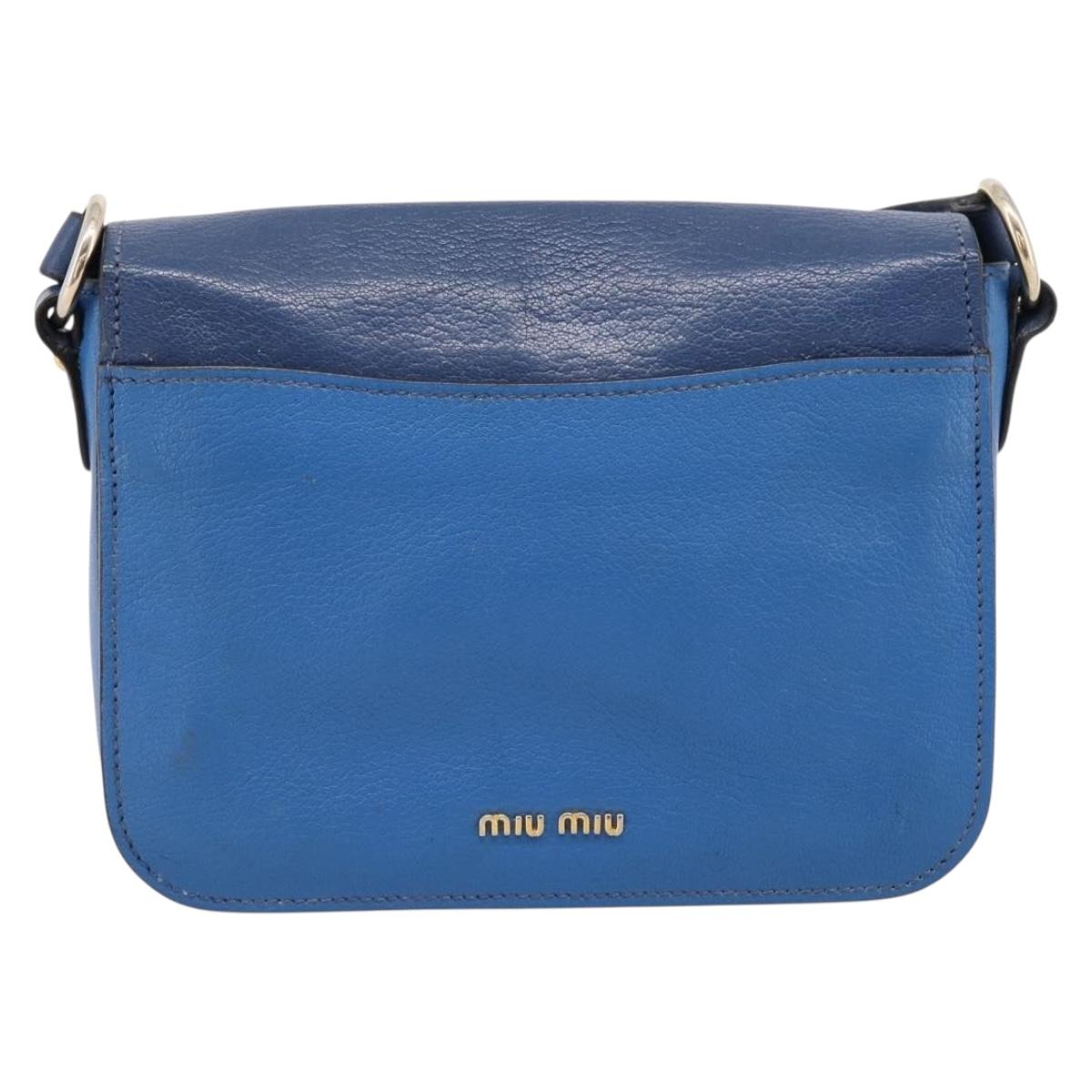 Miu Miu Shoulder Bag Leather Navy Gold Tone