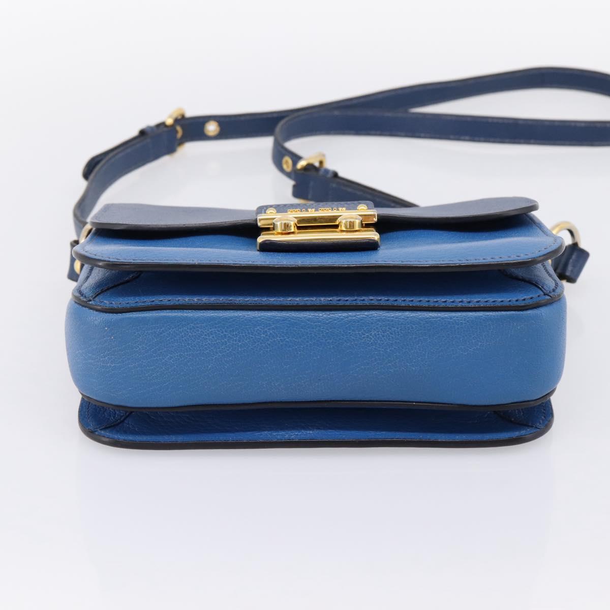 Miu Miu Shoulder Bag Leather Navy Gold Tone