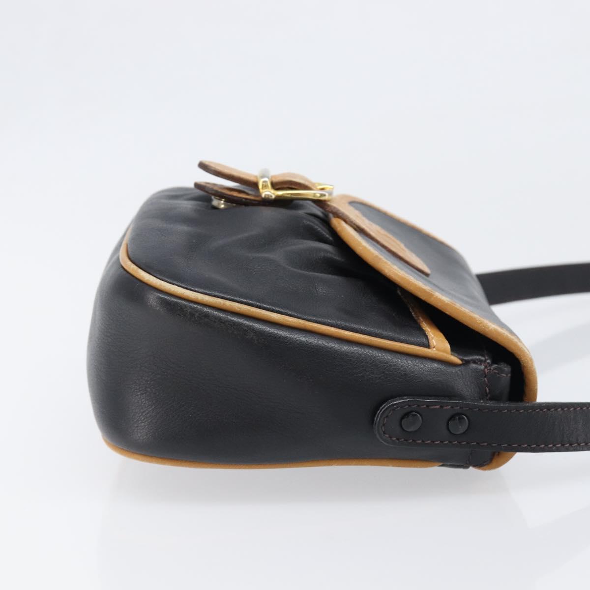 CELINE Shoulder Bag Leather Black Gold