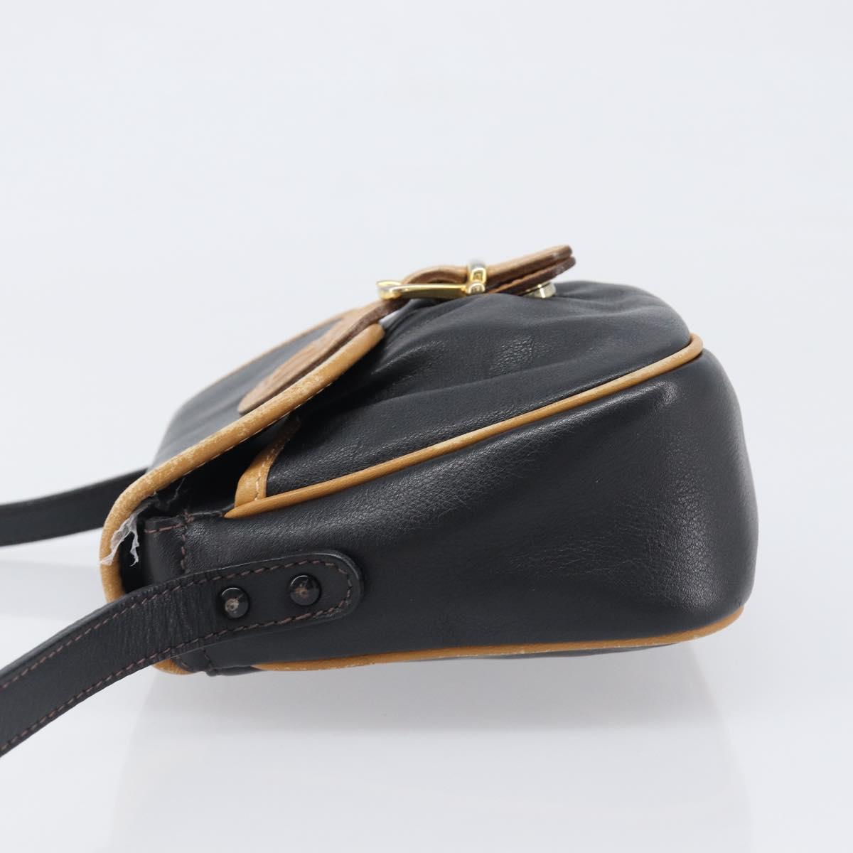CELINE Shoulder Bag Leather Black Gold