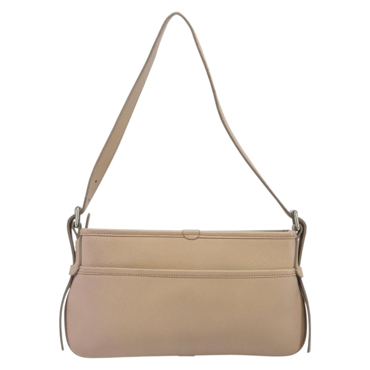BURBERRY Nova Check Shoulder Bag Leather Beige Silver