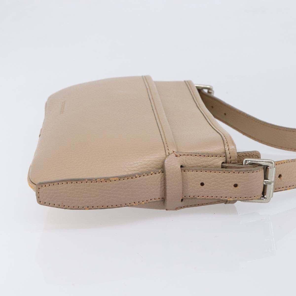 BURBERRY Nova Check Shoulder Bag Leather Beige Silver