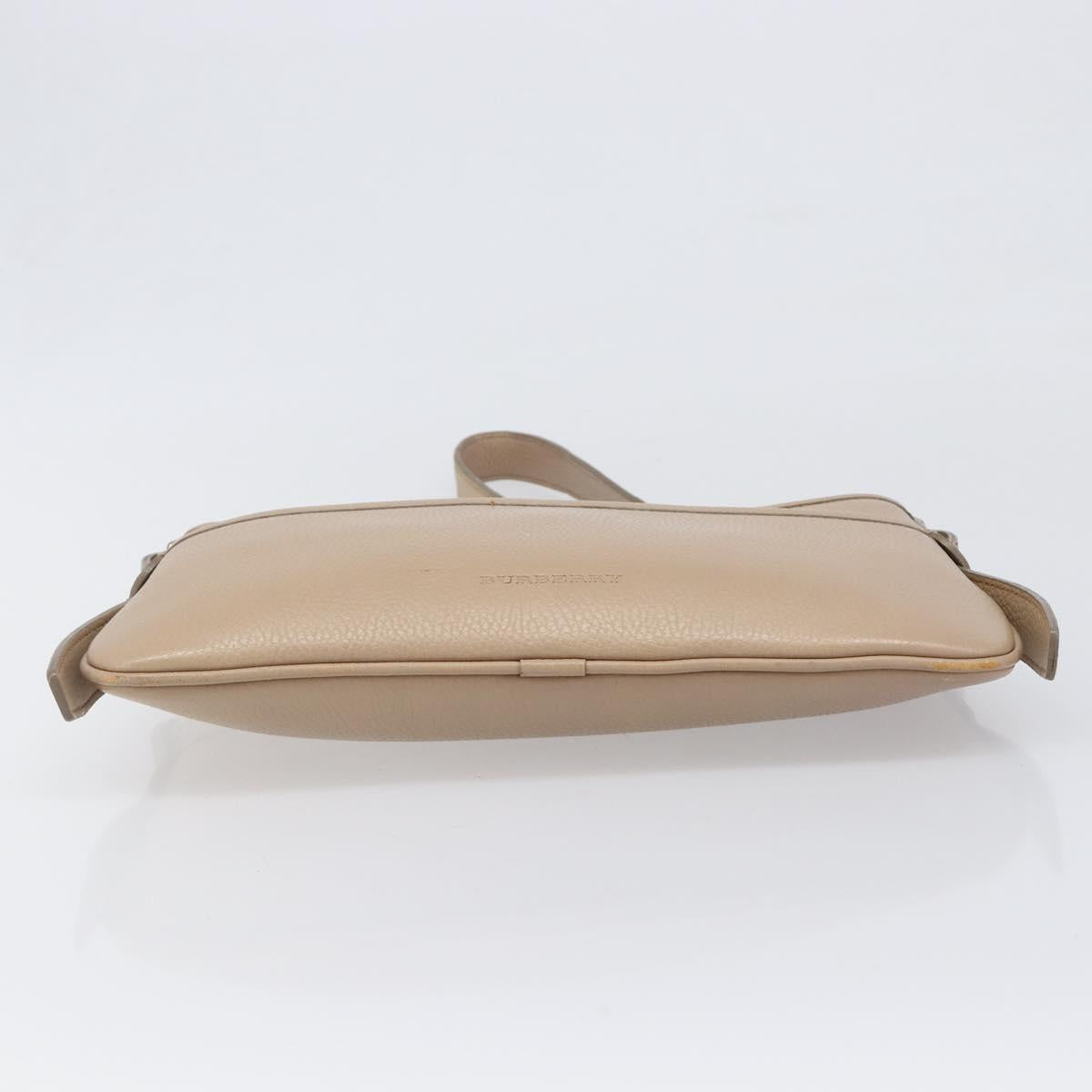 BURBERRY Nova Check Shoulder Bag Leather Beige Silver