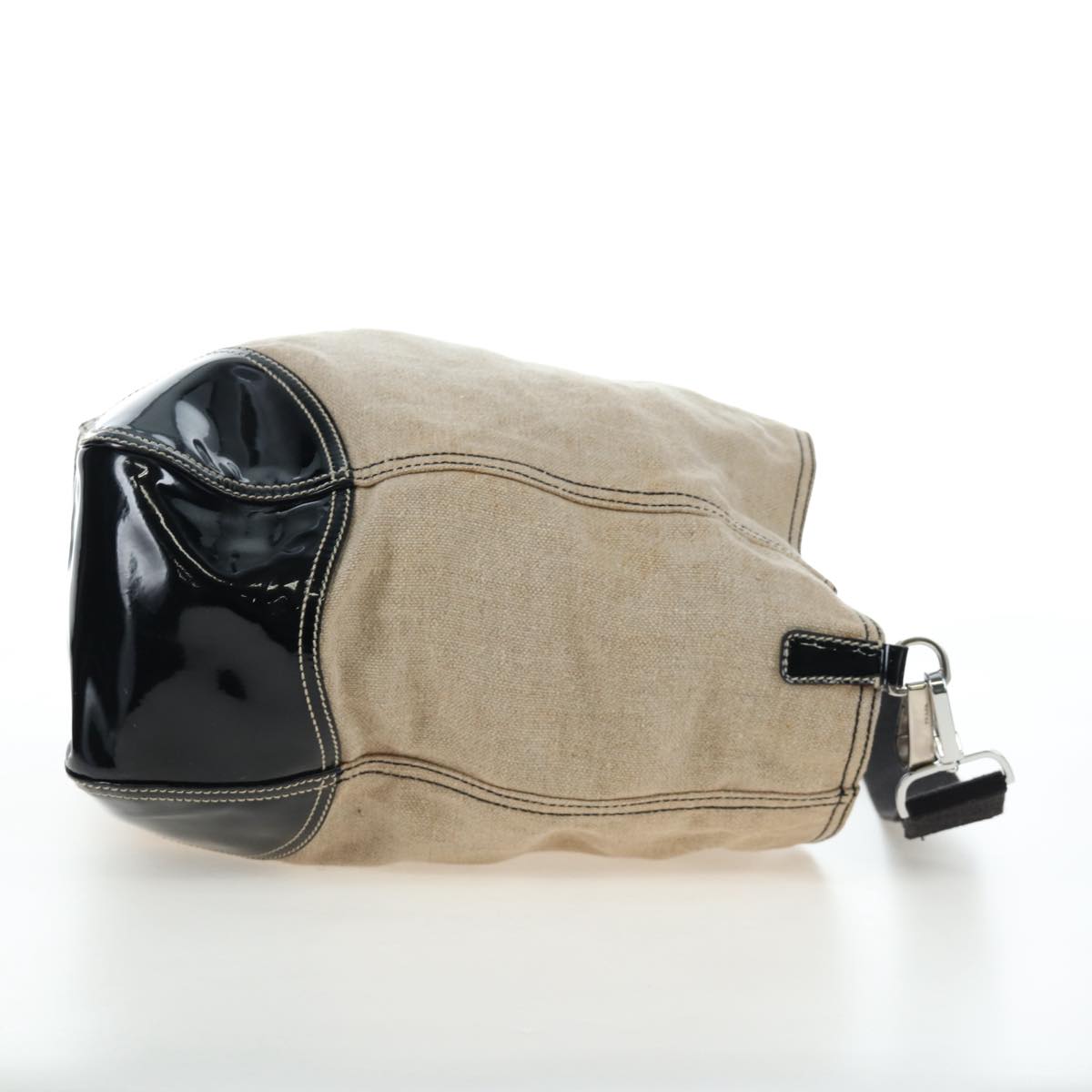 PRADA Shoulder Bag Canvas Beige Silver