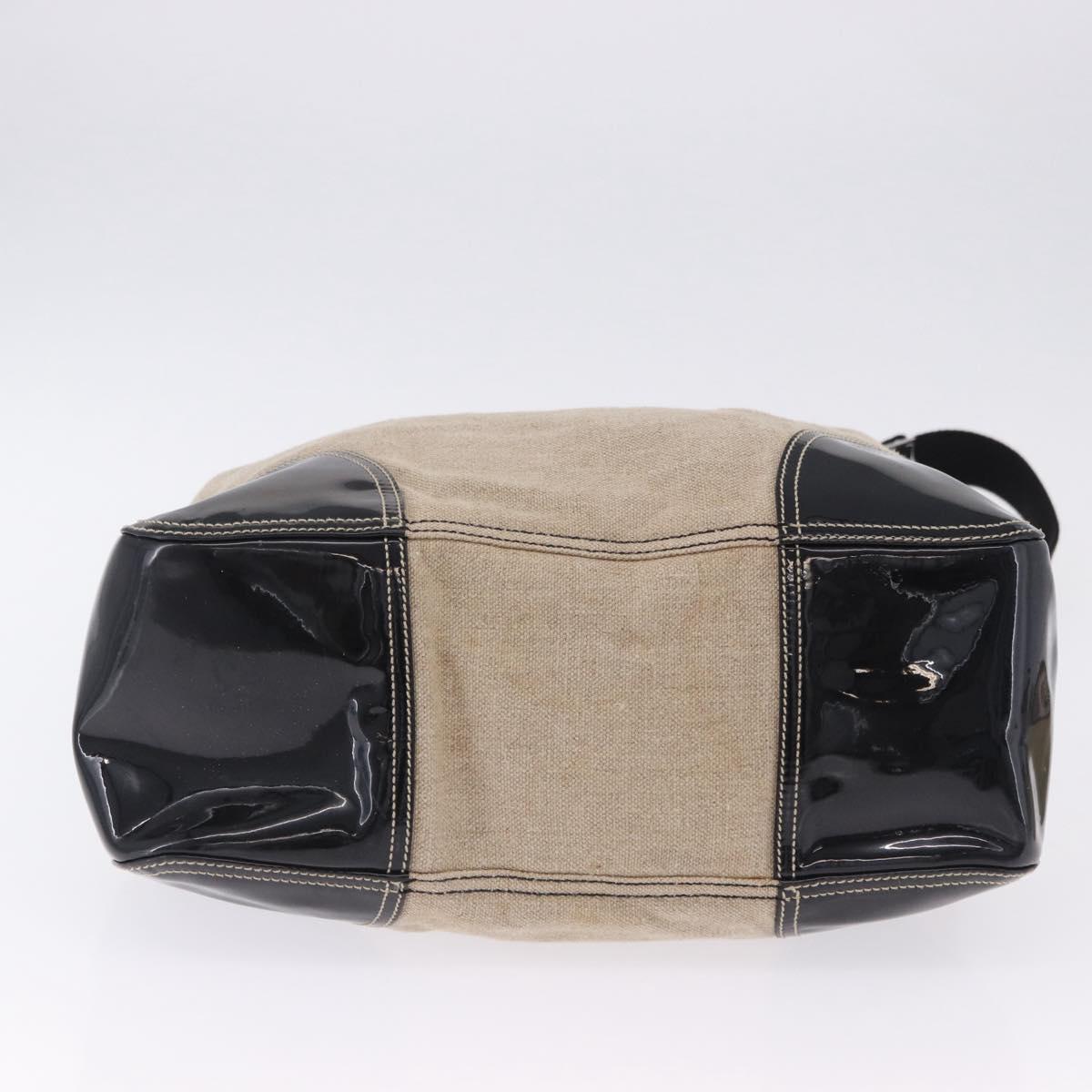 PRADA Shoulder Bag Canvas Beige Silver