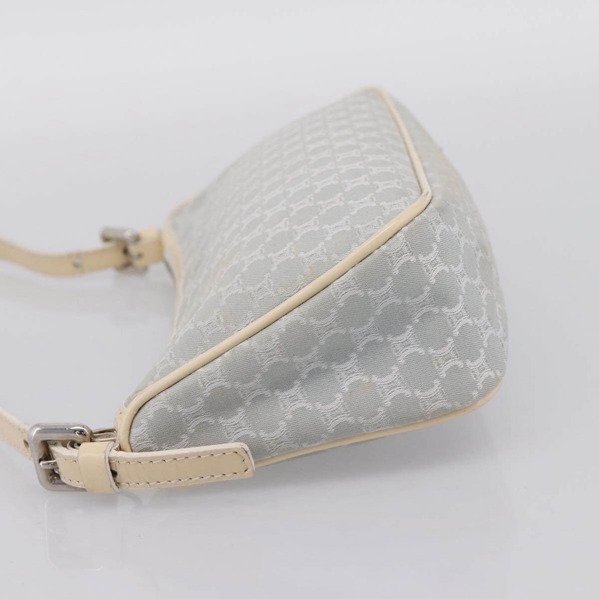 CELINE Macadam Canvas Hand Bag Light Blue Silver