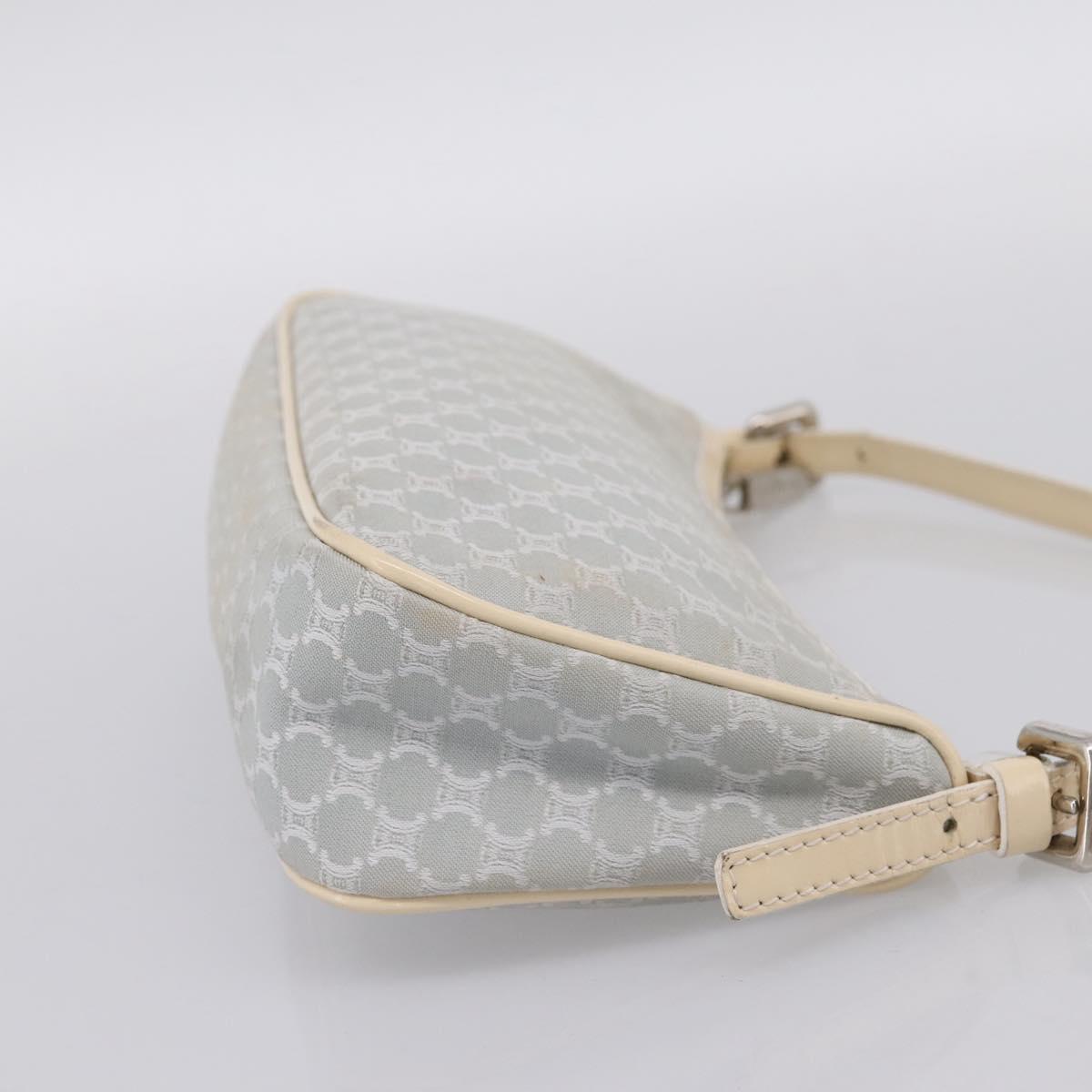 CELINE Macadam Canvas Hand Bag Light Blue Silver