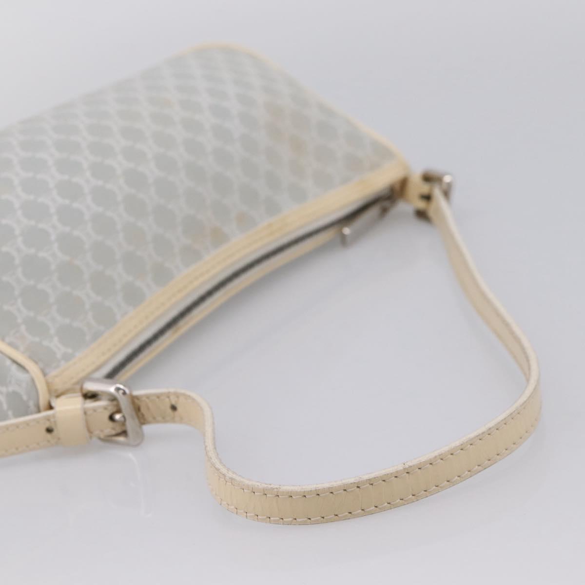 CELINE Macadam Canvas Hand Bag Light Blue Silver
