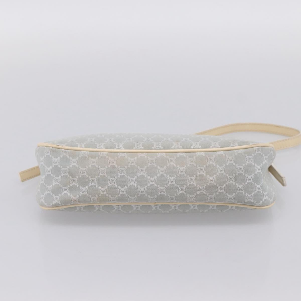 CELINE Macadam Canvas Hand Bag Light Blue Silver