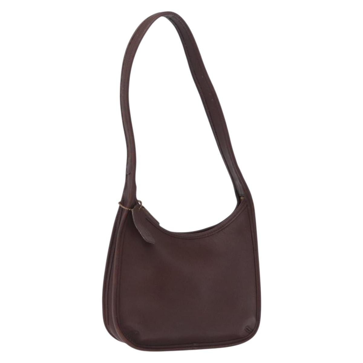 Coach Shoulder Bag Leather Brown Gold