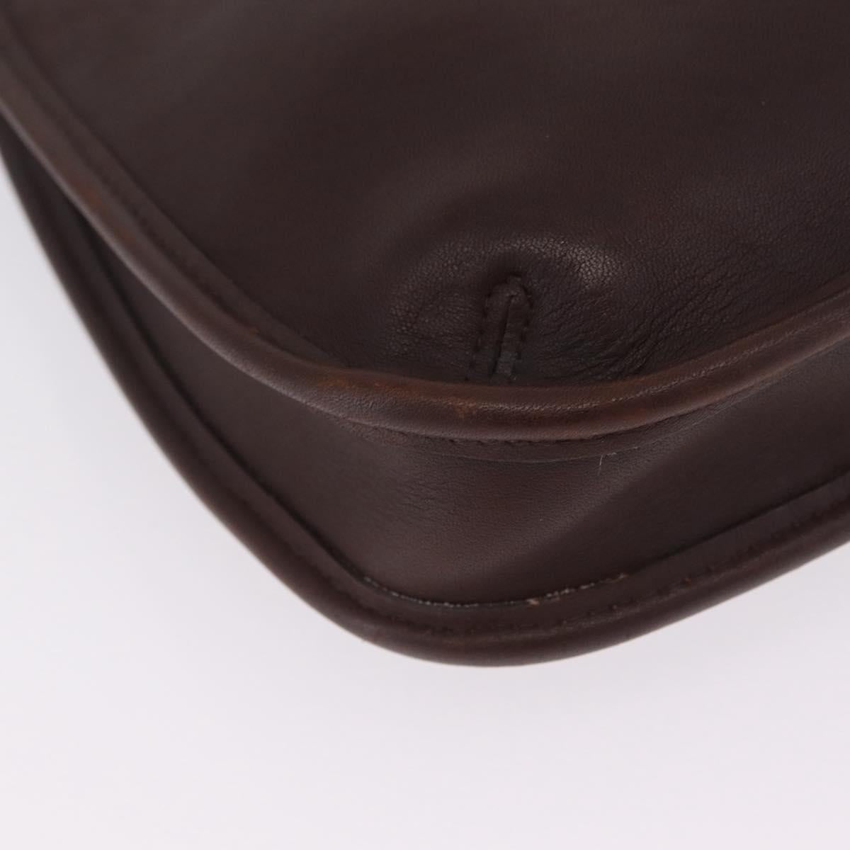 Coach Shoulder Bag Leather Brown Gold