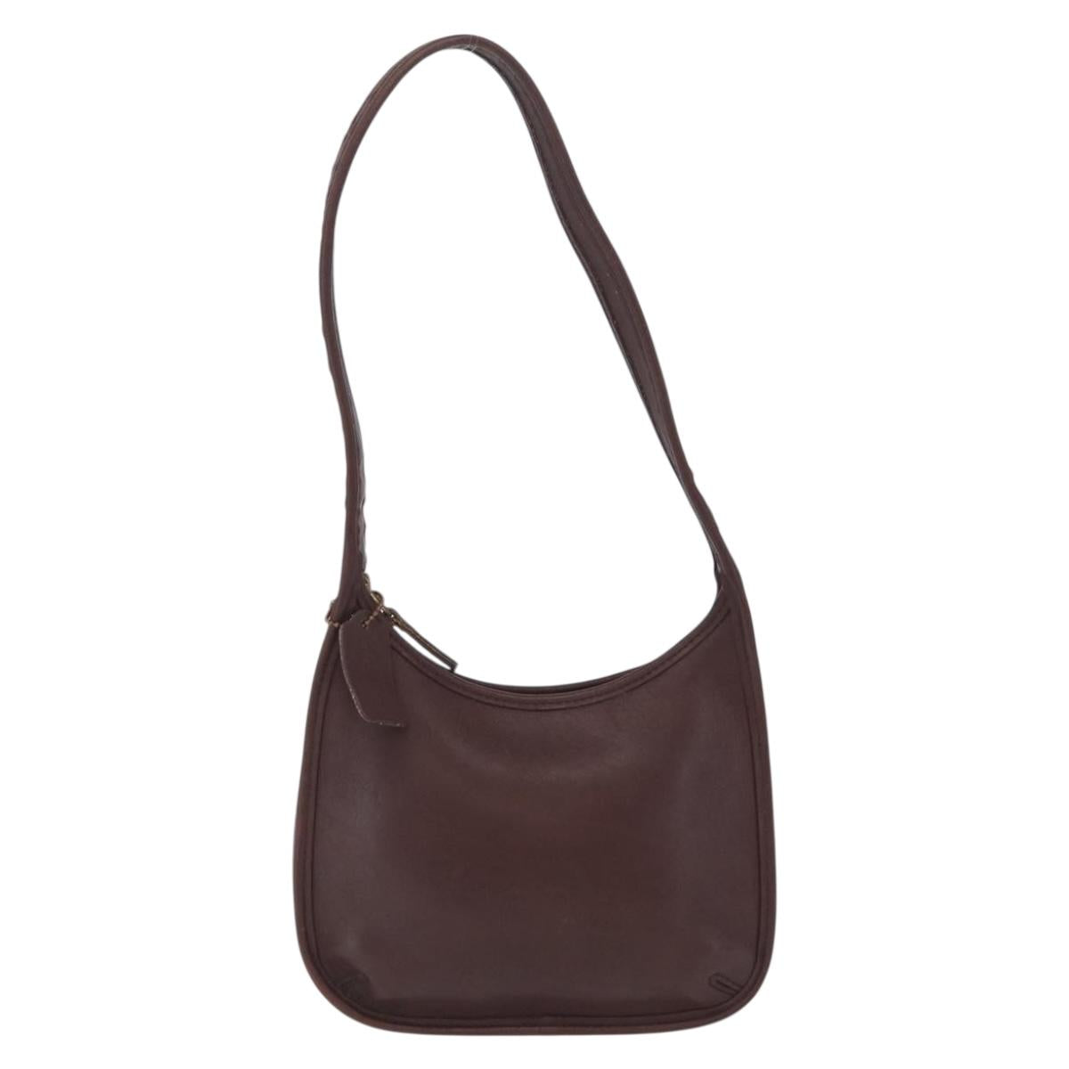 Coach Shoulder Bag Leather Brown Gold