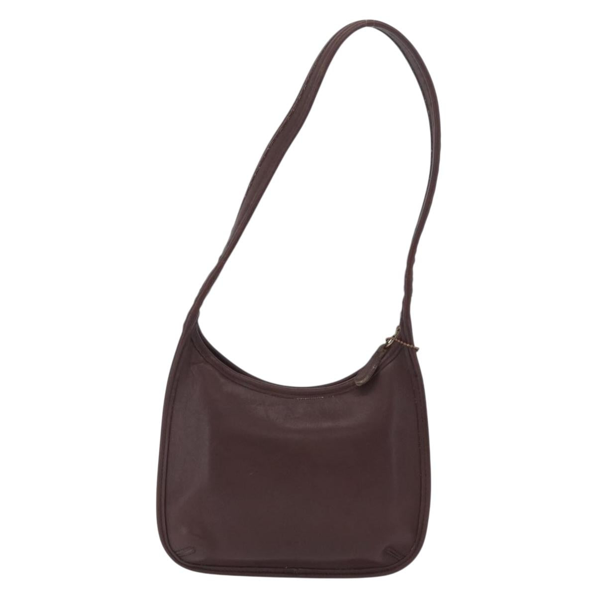 Coach Shoulder Bag Leather Brown Gold