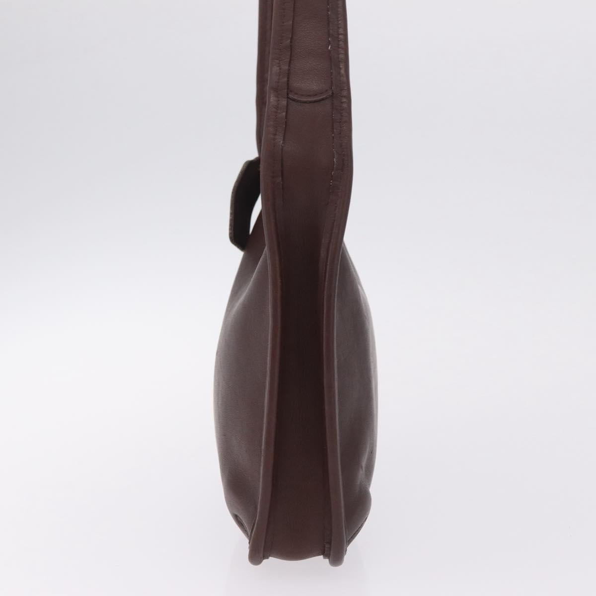 Coach Shoulder Bag Leather Brown Gold