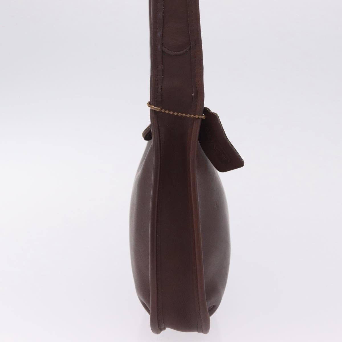 Coach Shoulder Bag Leather Brown Gold