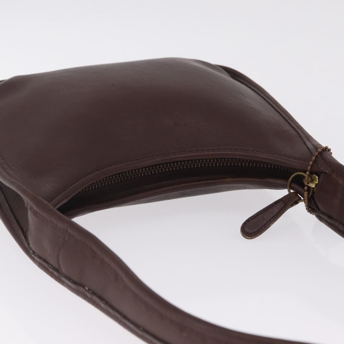 Coach Shoulder Bag Leather Brown Gold