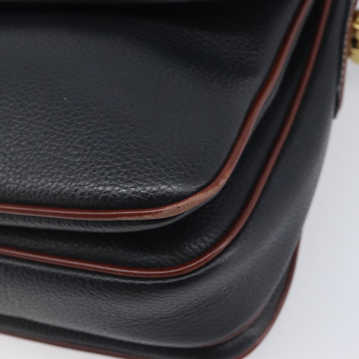 Bally Shoulder Bag Leather Black Gold