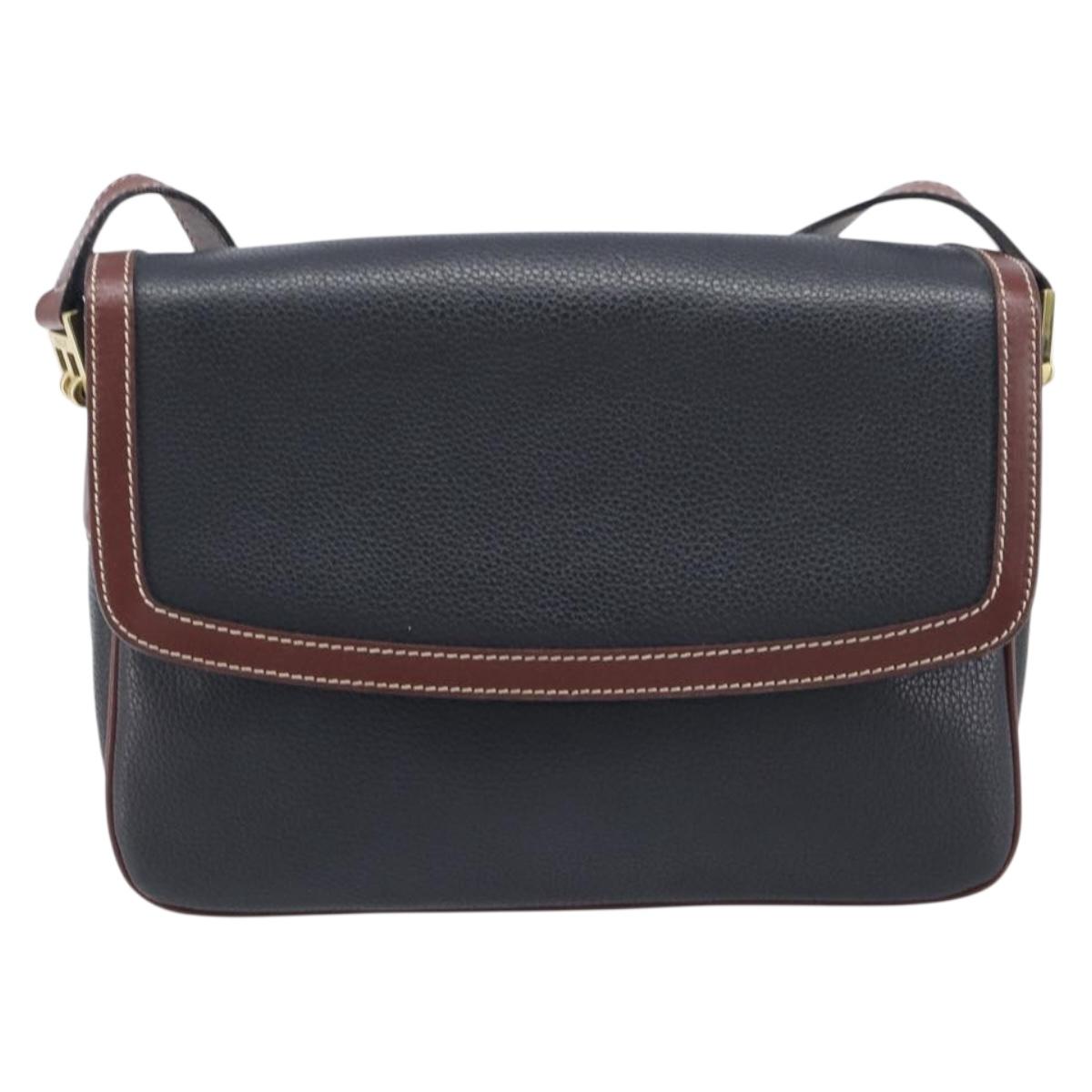 Bally Shoulder Bag Leather Black Gold