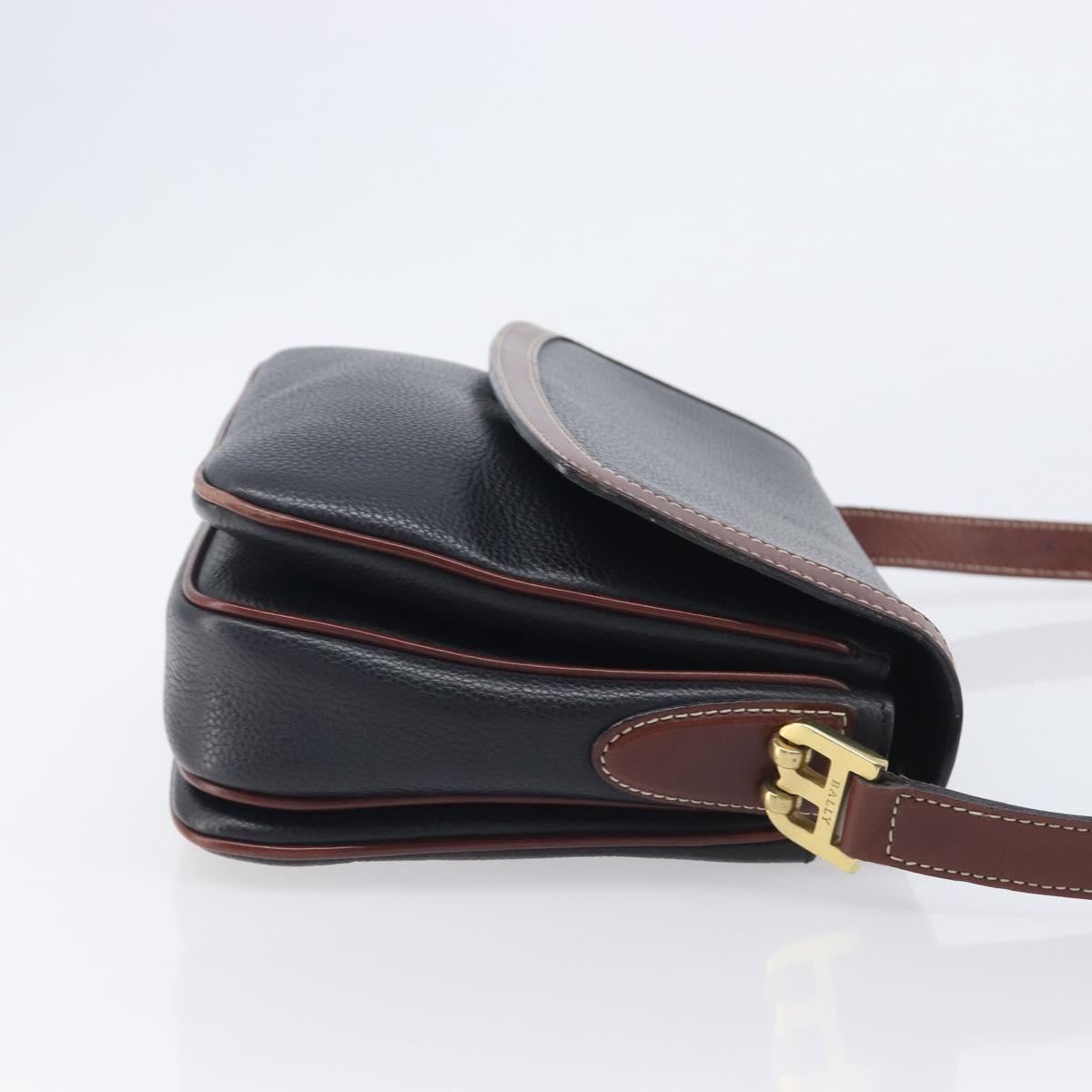 Bally Shoulder Bag Leather Black Gold