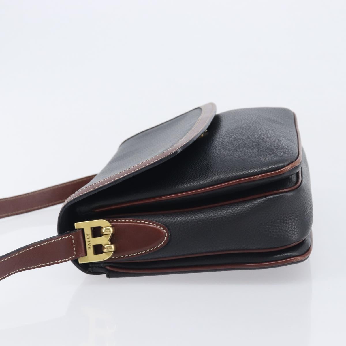 Bally Shoulder Bag Leather Black Gold