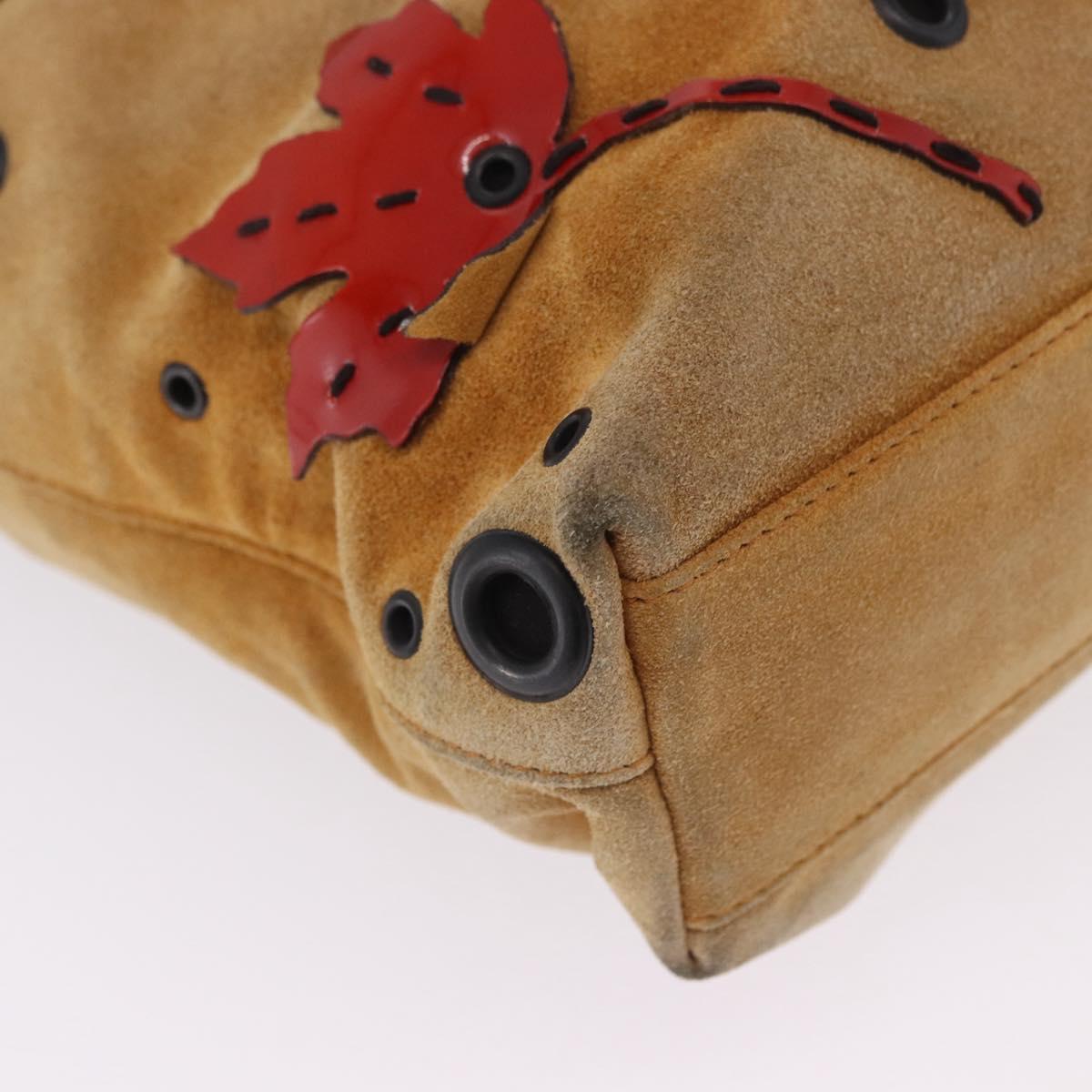 PRADA Hand Bag Suede Beige