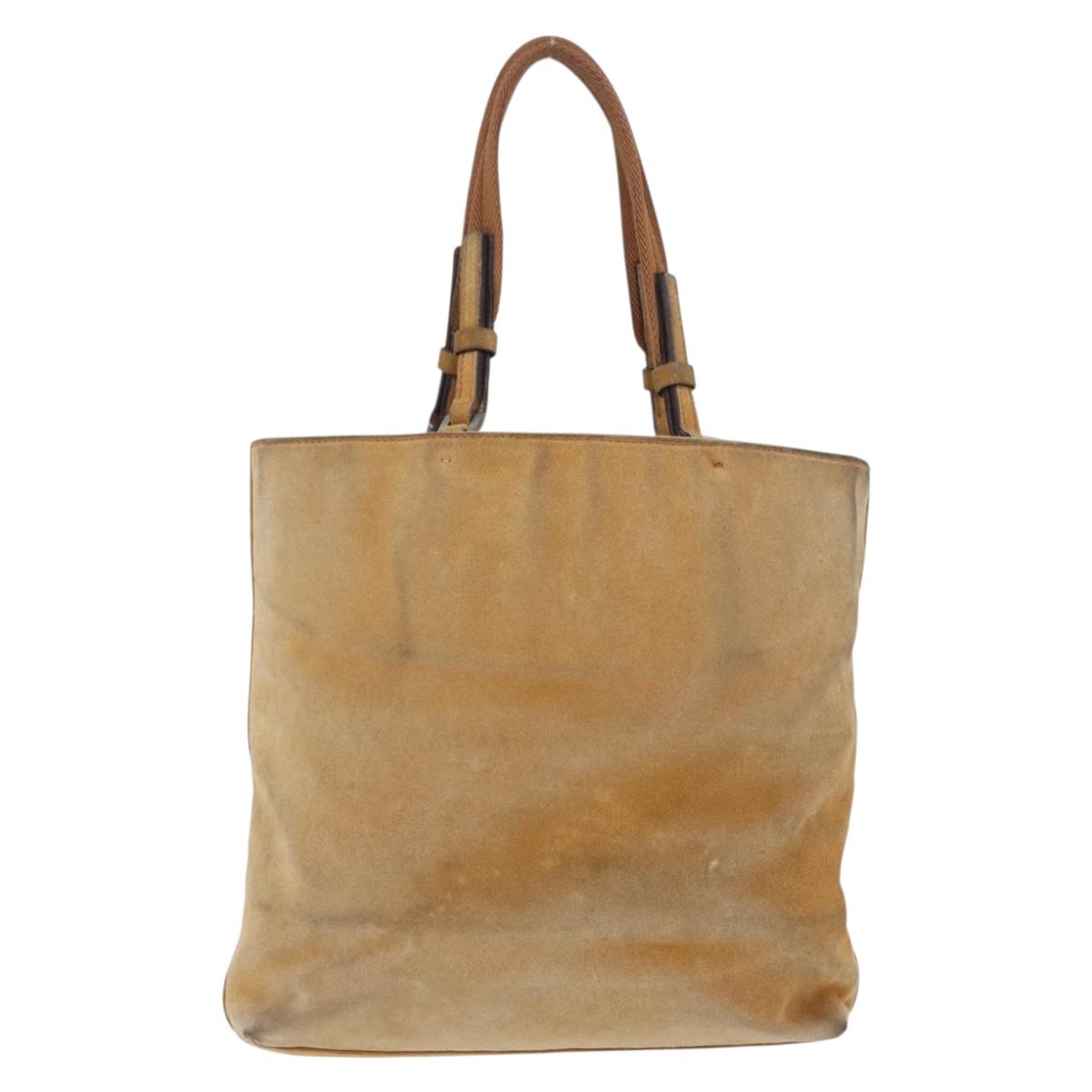 PRADA Hand Bag Suede Beige