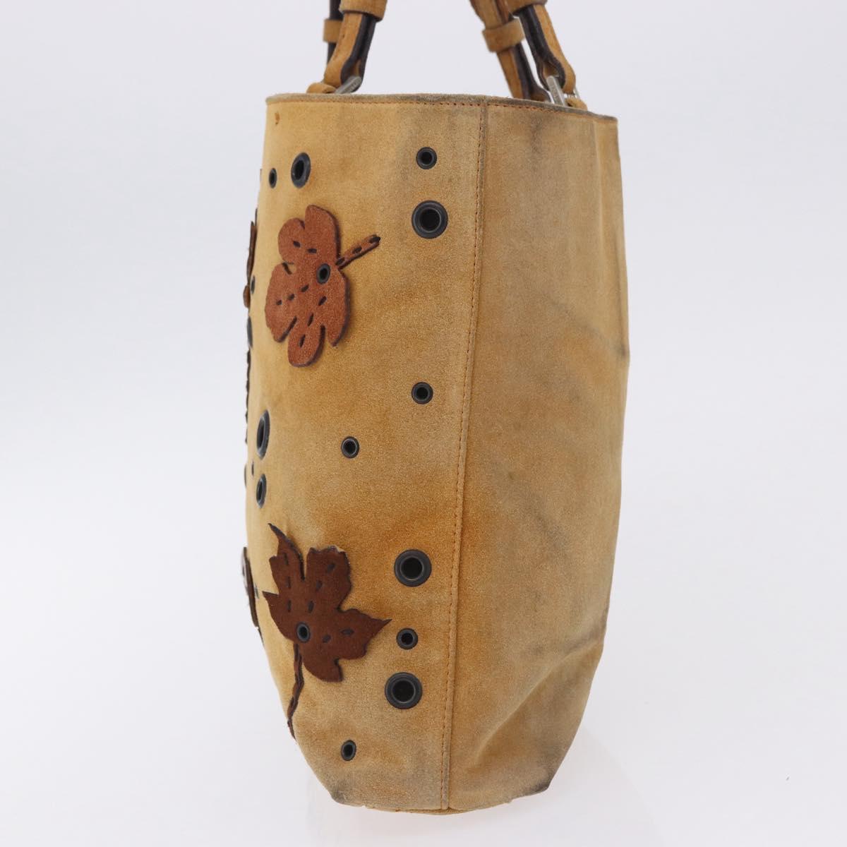 PRADA Hand Bag Suede Beige