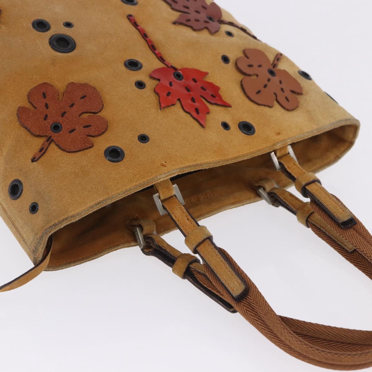 PRADA Hand Bag Suede Beige