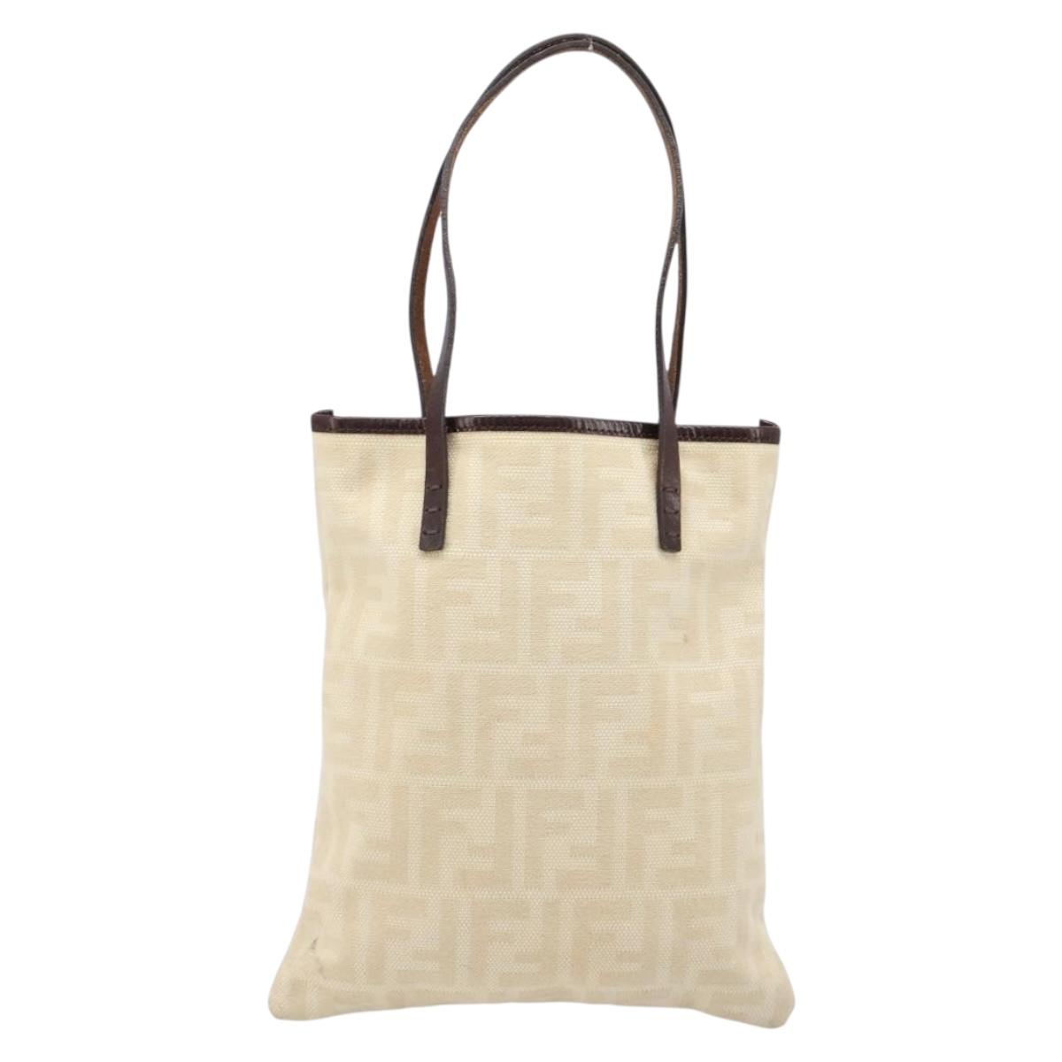 FENDI Zucca Canvas Hand Bag Ivory Gold