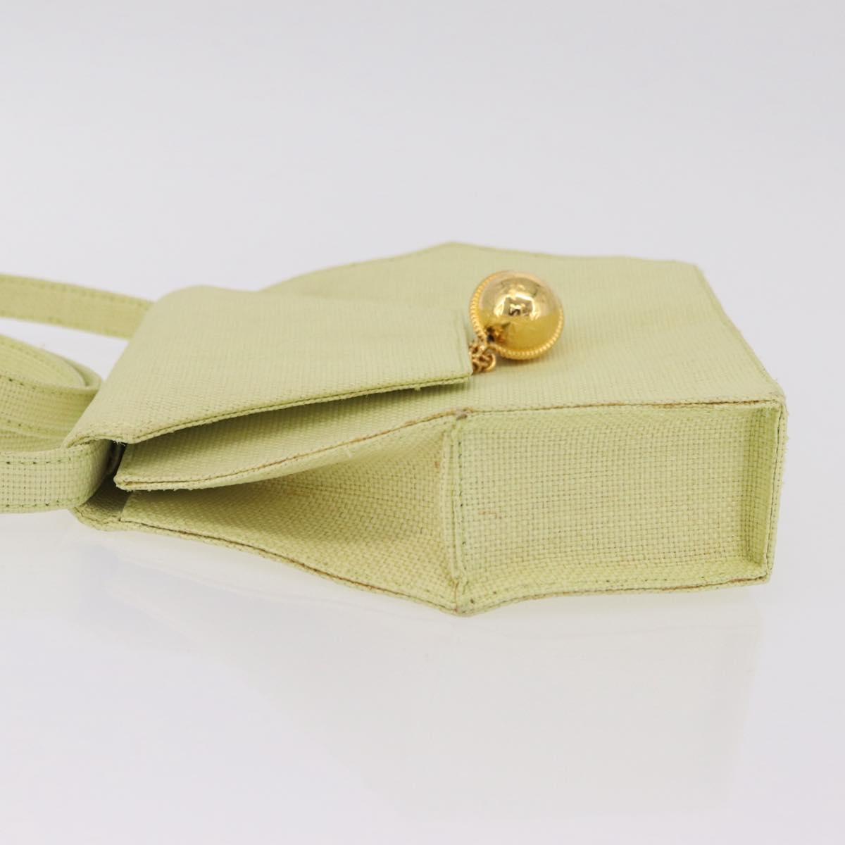 CELINE Star Ball Shoulder Bag Raffia Green Gold