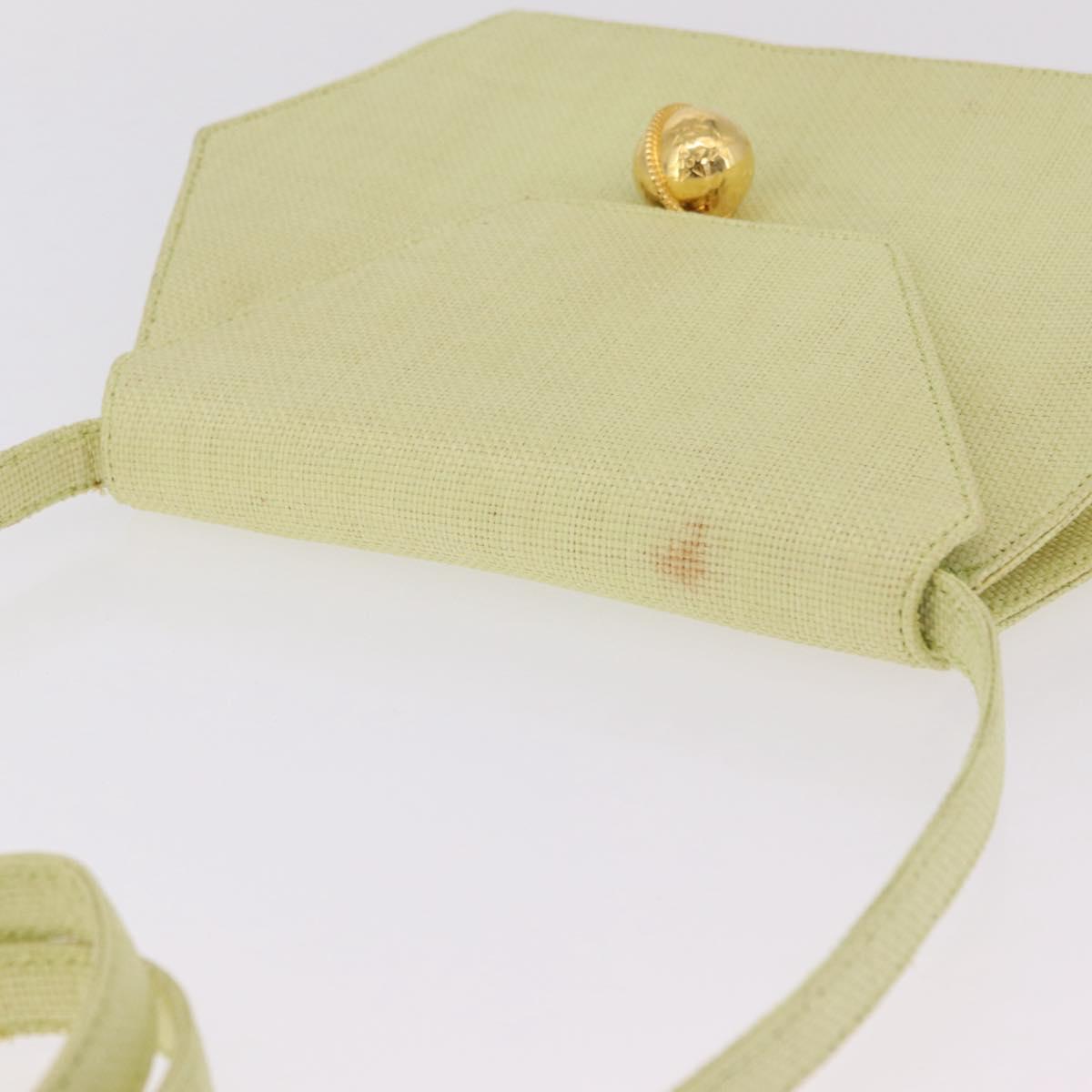 CELINE Star Ball Shoulder Bag Raffia Green Gold