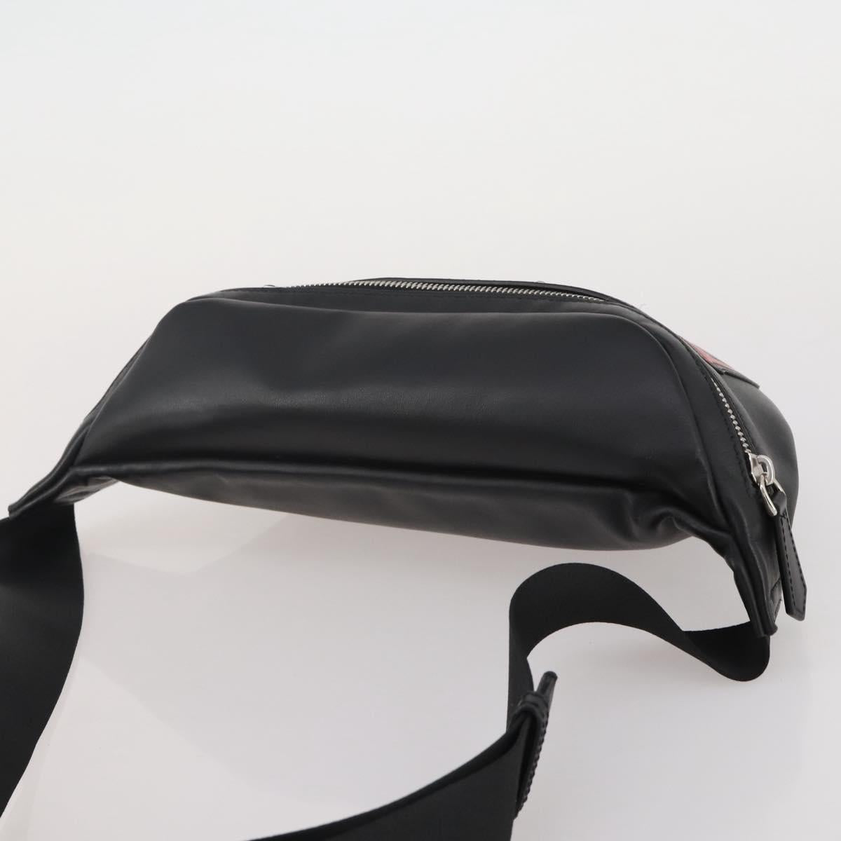 FENDI Bugseye Body Bag Leather Black Silver 7VA434