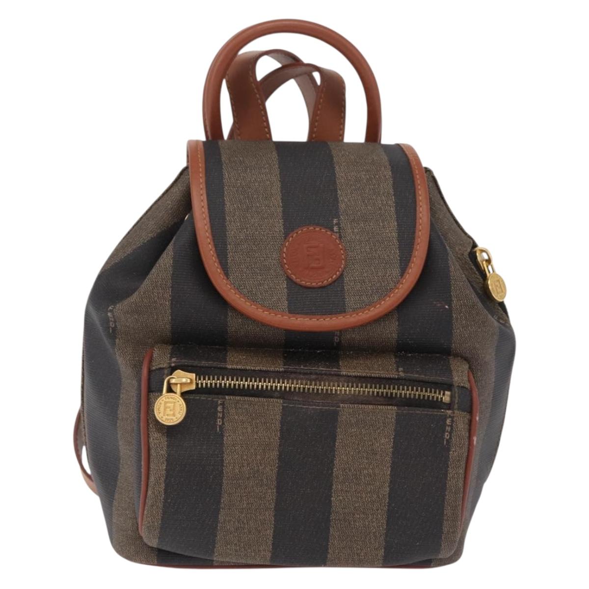 FENDI Pecan Canvas Backpack PVC Black Brown