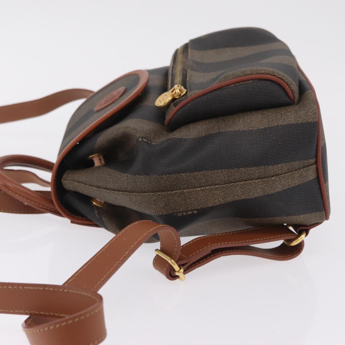 FENDI Pecan Canvas Backpack PVC Black Brown