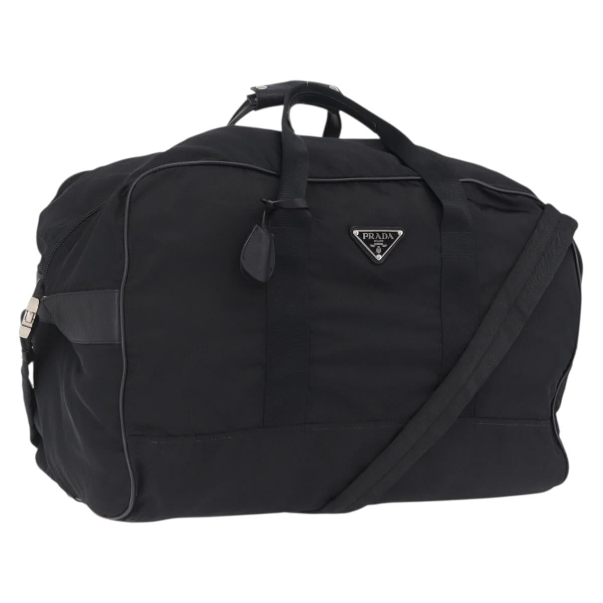 PRADA Boston Bag Nylon 2way Black Silver