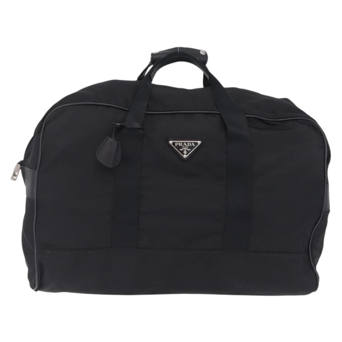 PRADA Boston Bag Nylon 2way Black Silver